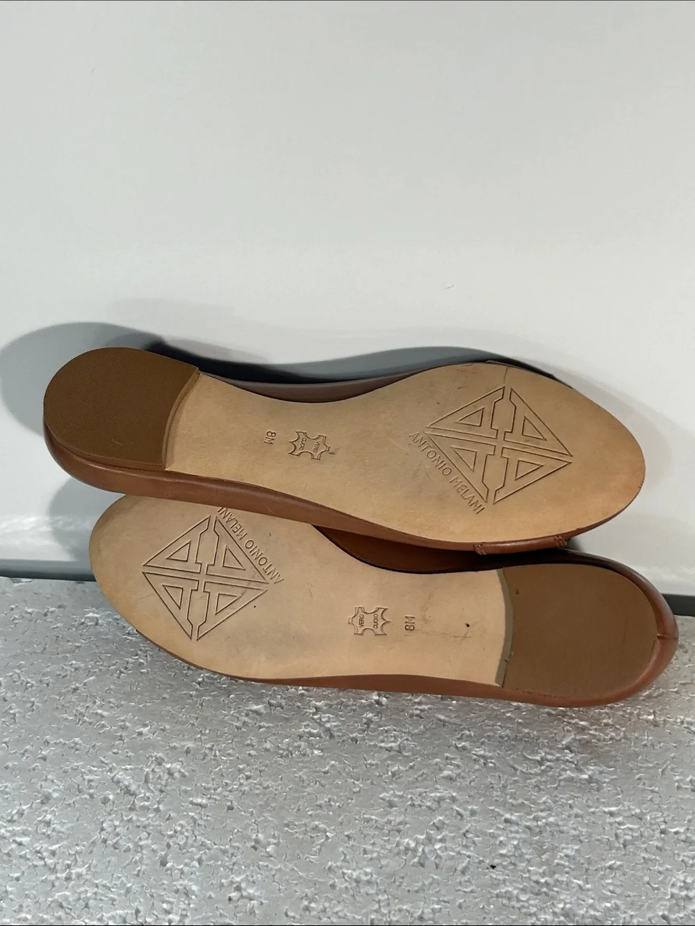 Antonio Melani SZ 8 Brown Leather Ballet Flats Buckle Old Money Staple Academia